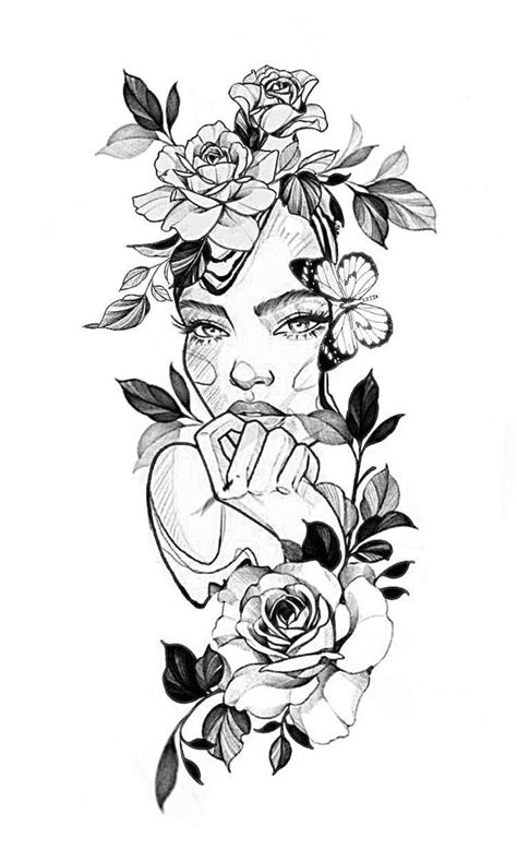 Art idea Tatuagens florais vintage Tatuagem braço inteiro feminino