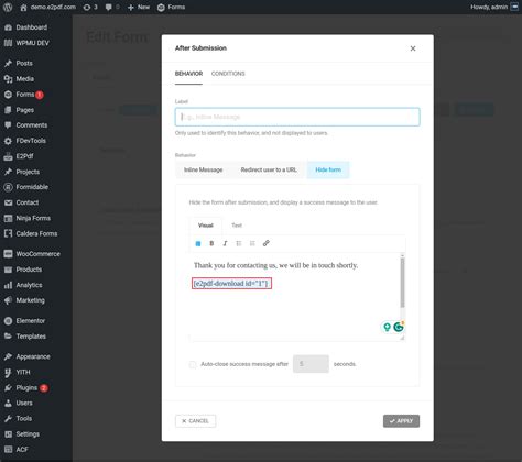 Forminator Forms Pdf Generator Documentation E2pdf Export Pdf