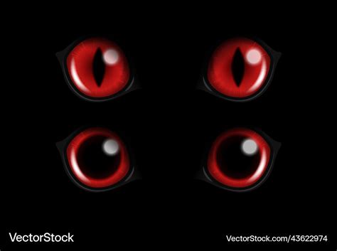 3d realistic red round glowing cats eyes Vector Image