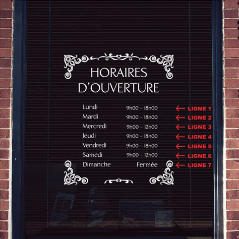 Stickers Horaires Ouverture Personnalis S Stickers Vitrine Pro