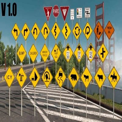 Traffic Signs Pack V1 2 More Sign Assets American Truck Simulator Hot