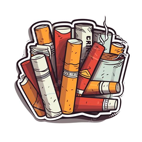 Tumpukan Rokok Vektor Rokok Stiker Kartun Png Dan Vektor Dengan