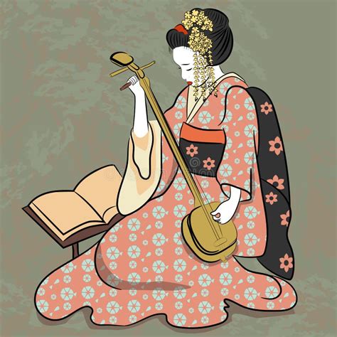 Estilo Antigo Da Mulher Japonesa Clássica De Japan Da Gueixa Do Desenho