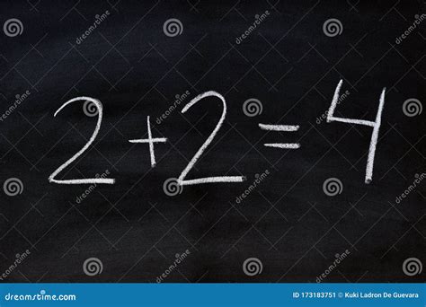 Two Plus Two Equals Four Written On A Blackboard Stock Image Image