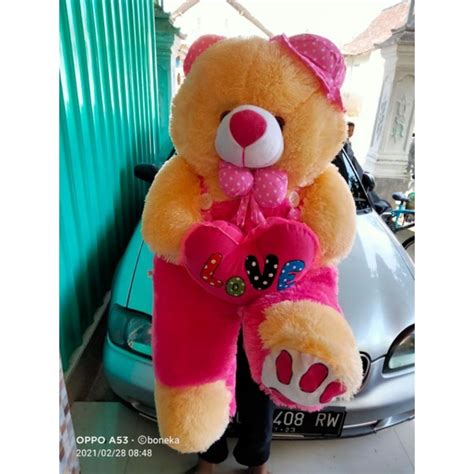 Jual Boneka Besar Teddy Bear Topi Pita Super Jumbo Meter Bisa Cod