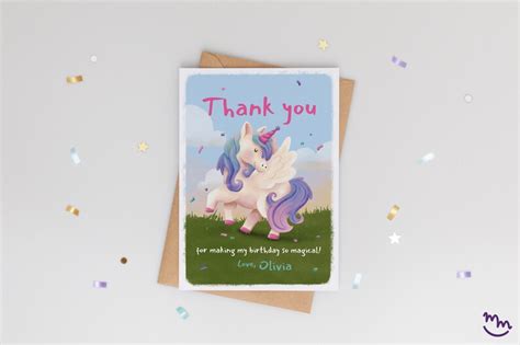 Editable Unicorn Birthday Thank You Download Printable Party Etsy