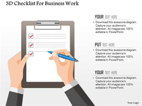 0115 3d Checklist For Business Work Powerpoint Template | Presentation PowerPoint Templates ...