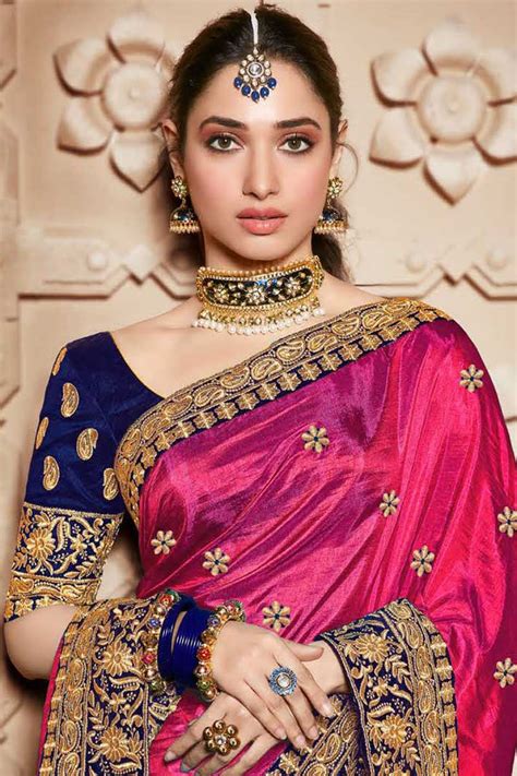 Buy Silk Indian Wedding Saree In Deep Pink Colour Online Sarv05369 Andaaz Fashion