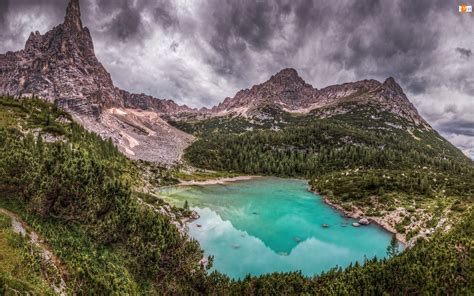 Drzewa GĂłry Jezioro Chmury Dolomity Sorapis