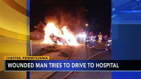 Shooting Victim Escapes Fiery Car Crash In Chester Delaware County