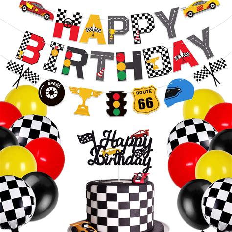 Race Car Birthday Banner And Cake Topper Racing India Ubuy