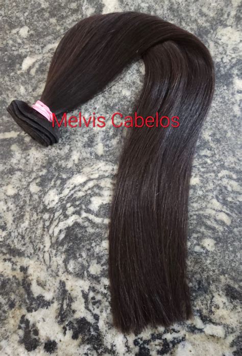 Cabelo Humano Castanho Liso Cm Na Tela Gramas Melvis Cabelos