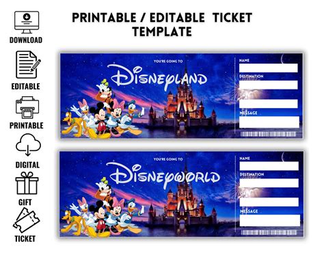 Printable Disneyland Surprise Ticket Surprise Reveal Ticket Gift