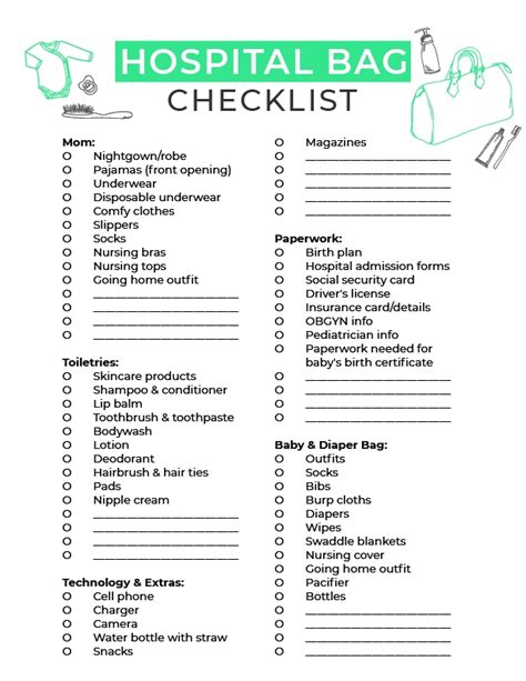 Printable Pregnancy Checklist