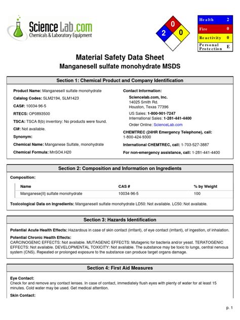 Mnso 4 | PDF | Toxicity | Personal Protective Equipment
