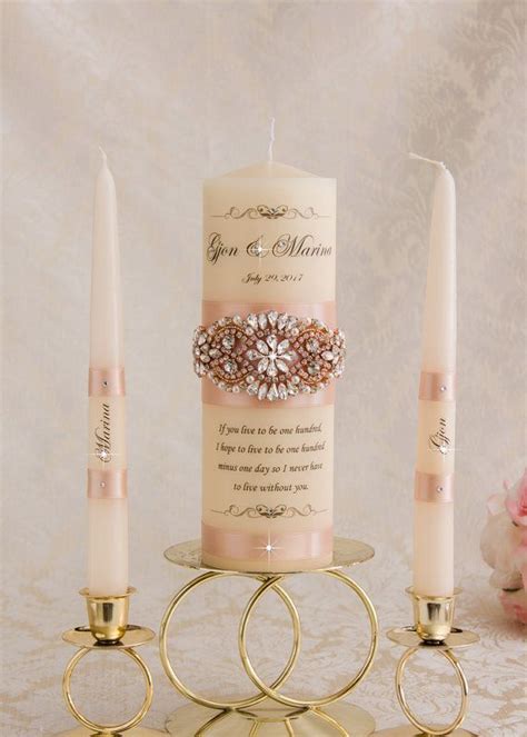 Personalized Unity Candle Set Rose Gold Unity Candle Romantic Wedding