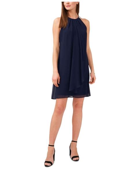 Msk Chiffon Embellished Halter Dress In Navy Blue Lyst