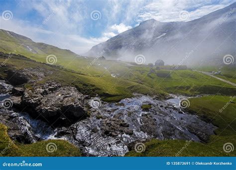 Farm Houses Of Saksun Village In Haze Stock Image Image Of Church