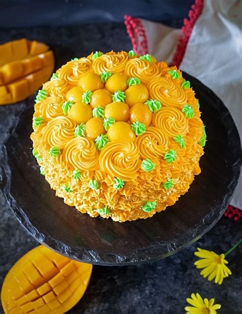 Eggless Mango Cake Mango Cake Without Butter Ruchiskitchen