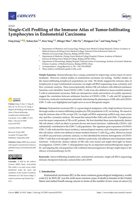 Pdf Single Cell Profiling Of The Immune Atlas Of Tumor Infiltrating