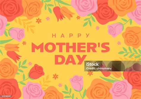 Mothers Day Title Background Rose Flower Ornate Design Frame Stock