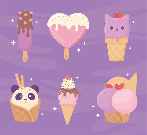 Premium Vector Cute Ice Cream Set