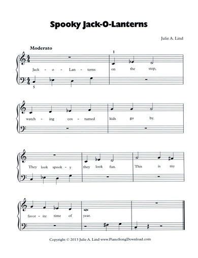 Traditional Halloween Song Sheet Music Easy Piano In A Minor Download Print Sku Mn0134306