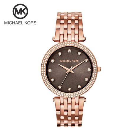 [authentic] Michael Kors Darci Sable Blue Rose Gold Tone Pave Glitz Crystals Women Watch Jam