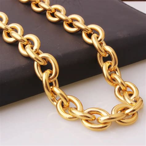 New Arrive Men Hip Hop Style Gold Tone Stainless Steel Rolo Chain