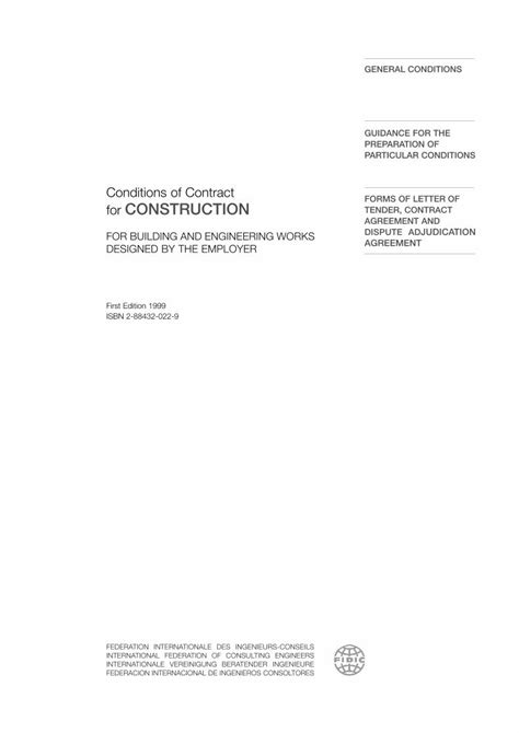 Pdf Conditions Of Contract For Construction Tender