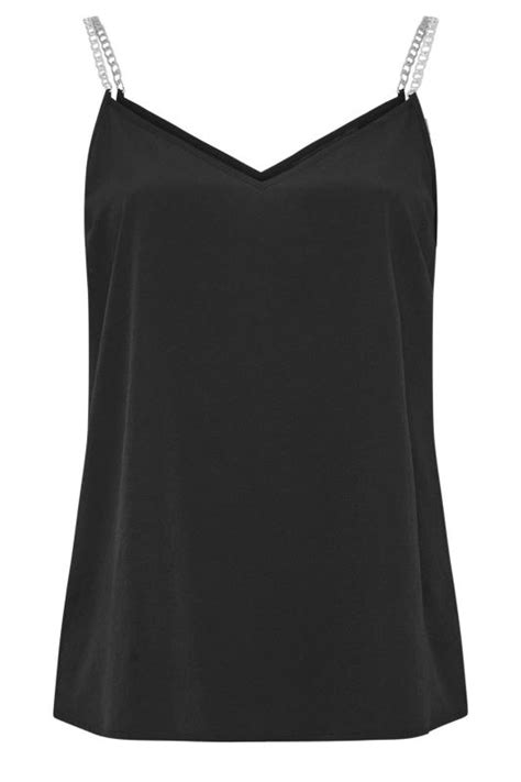 Yours Plus Size Black Chain Strap Cami Top Yours Clothing