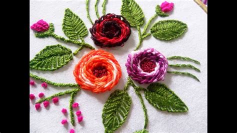 Hand Embroidery Rosette Rose Flower Stitch Design Video Tutorial By