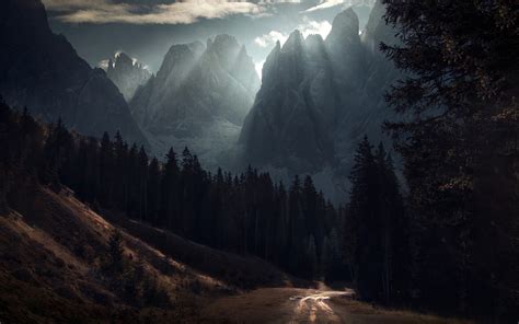 Wallpaper Sunlight Landscape Forest Mountains Night Nature