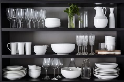 Premium Photo Glassware Open Shelving Clean Look