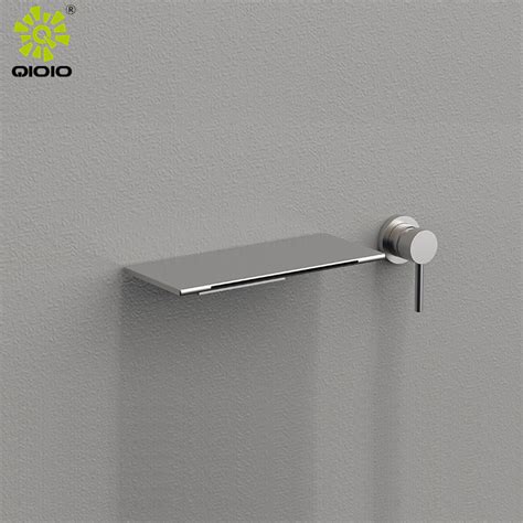 Brushed Silver Wall Mounted Hot Cold Mixer Waterfall Bathroom Faucet Bathroom Faucet And Faucet
