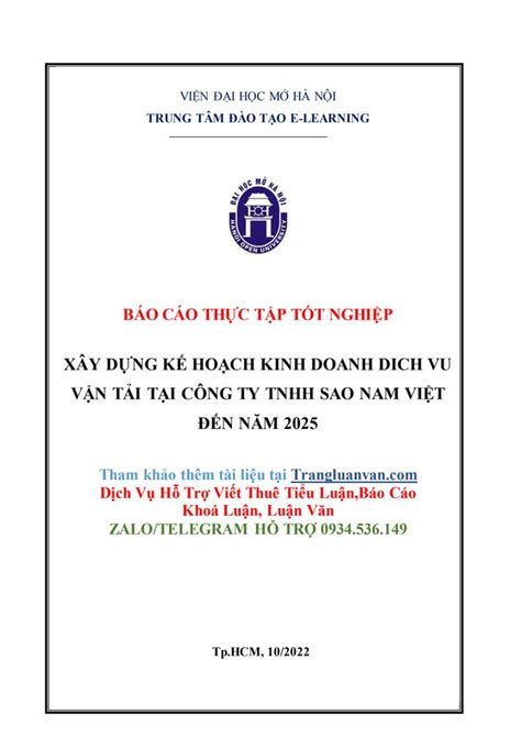 Tiểu Luận Xây Dựng Kế Hoạch Kinh Doanh Dich Vu Vận Tải PDF