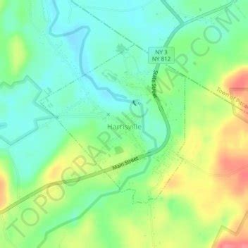 Mapa topográfico Harrisville, altitud, relieve