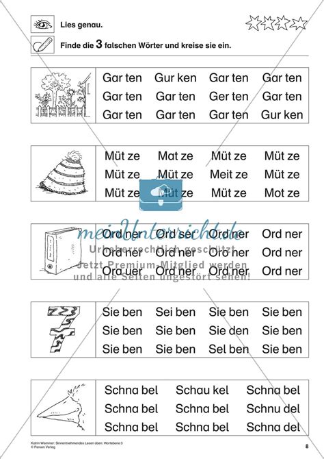 Sinnentnehmendes Lesen Wortebene Teil 3 MeinUnterricht