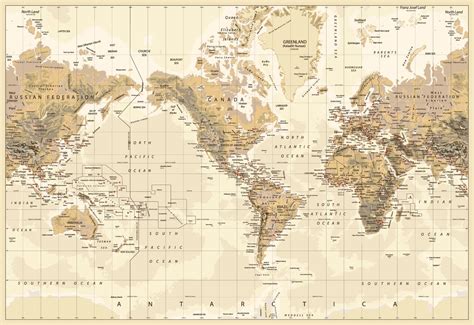 Introducing our Brown Vintage Worldmap wallpaper murals! If you're ...