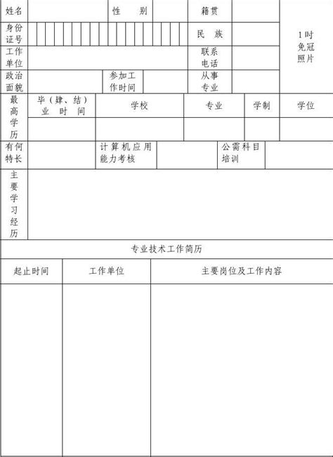 初定专业技术资格申报表 Word文档在线阅读与下载 无忧文档