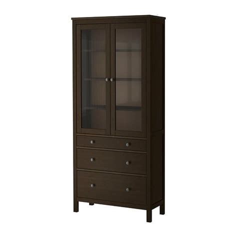 Hemnes Glass Door Cabinet With 3 Drawers White Stain Light Brown 90x198 Cm Ikea Glass