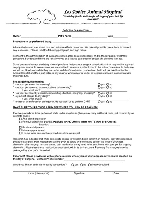 Fillable Online Sedation Release Form Fax Email Print PdfFiller