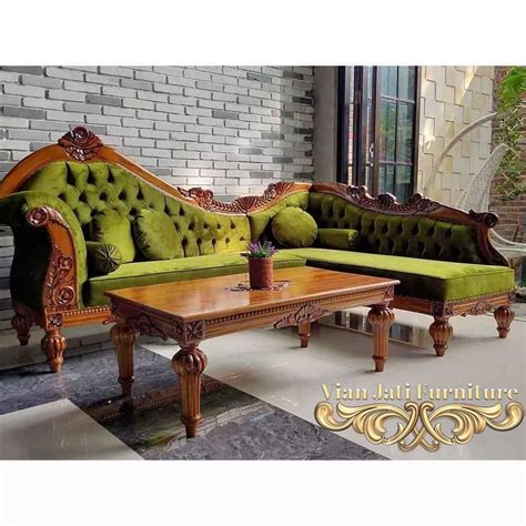 Sofa Tamu Sudut Ukir Kayu Jati Vian Jati Furniture Jepara