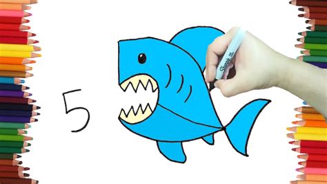 Como Dibujar Un TIBURON A Partir DEL NUMERO 5 Dibujos Con Letras Para