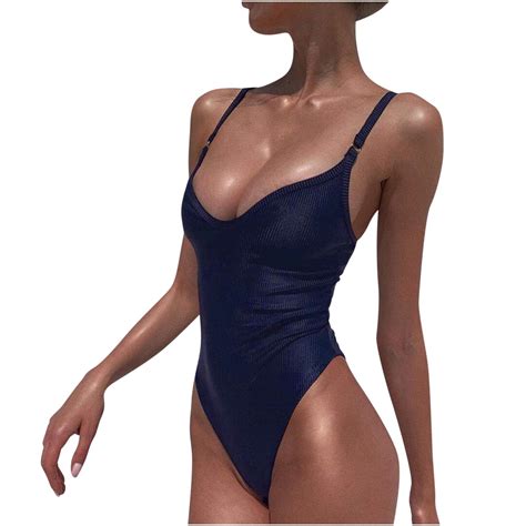 Midsumdr Womens One Piece Swimsuits Spaghetti Strip Bathing Suit V Neck