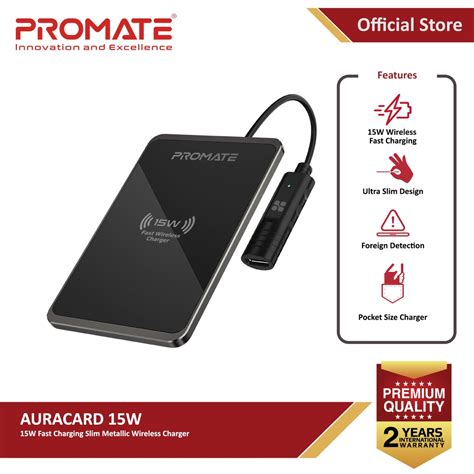 Promate Auracard 15w 15w Fast Charging Slim Metallic Wireless Charger Shopee Philippines