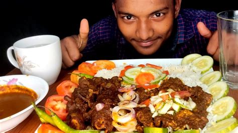 ASMR SPICY MUTTON CURRY WHITE RICE GREEN CHILLI SALAD COLD DRINKS