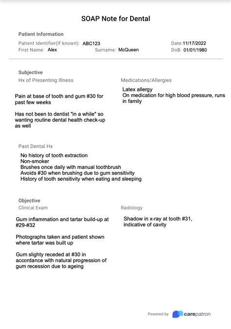 Soap Notes For Dental Template And Example Free Pdf Download