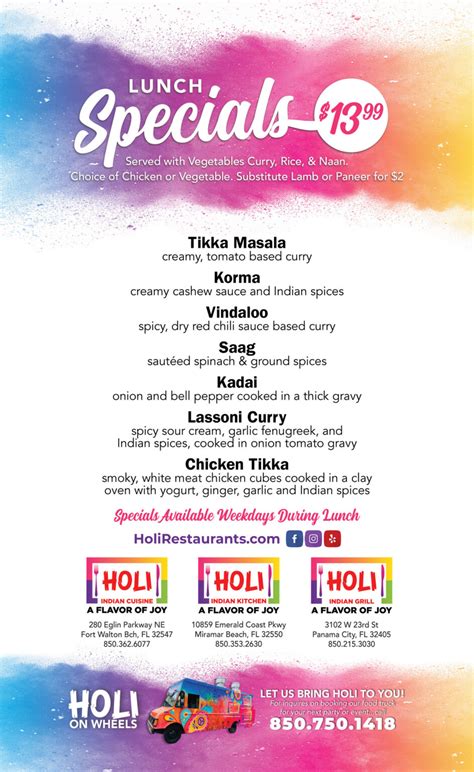 Holi Indian Grill Menu Panama City Holi Indian