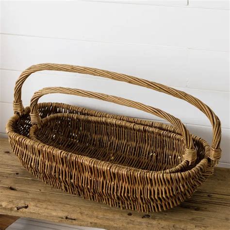 Oval Wicker Gathering Basket Choose Small Or Large Size Cotton And Crete